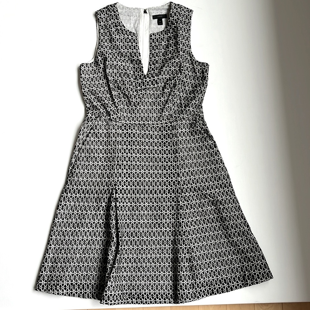 J.Crew Fit And Flare A-Line Eyelet Dress- NWT- Black/Ivory- Size 8